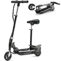 Zupapa Electric Scooter with Seat for Kids Ages 8-12, 6" Pneumatic Tire, Up to 10 mph and 70 min Ride Time, for Riders up to 155 lbs, Removable Seat 2 Riding Styles Black