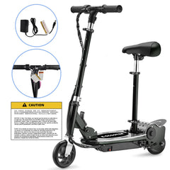 Zupapa Electric Scooter with Seat for Kids Ages 8-12, 6" Pneumatic Tire, Up to 10 mph and 70 min Ride Time, for Riders up to 155 lbs, Removable Seat 2 Riding Styles Black