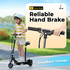 Zupapa Electric Scooter with Seat for Kids Ages 8-12, 6" Pneumatic Tire, Up to 10 mph and 70 min Ride Time, for Riders up to 155 lbs, Removable Seat 2 Riding Styles Black