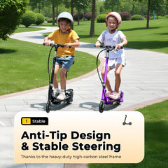 Zupapa Electric Scooter with Seat for Kids Ages 8-12, 6" Pneumatic Tire, Up to 10 mph and 70 min Ride Time, for Riders up to 155 lbs, Removable Seat 2 Riding Styles Black